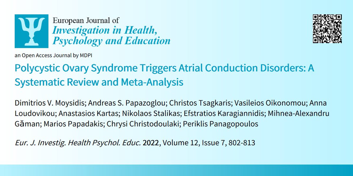 EJIHPE_MDPI's tweet photo. 🥳Welcome to read👉#PolycysticOvarySyndrome Triggers #AtrialConductionDisorders #SystematicReview #MetaAnalysis📜by🧑🎓D. V. Moysidis et al:📍https://t.co/ZXoWgu4eSU #polycysticovaries #atrialfibrillation #Pwave #atrialelectromechanicaldelay #atrialarrhythmias #ovulatorydysfunction https://t.co/aLwriWpP7w