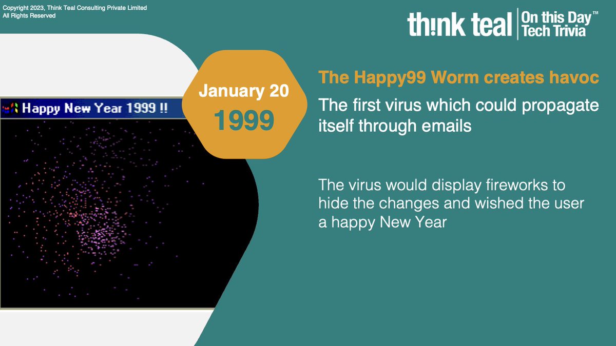 ThinktealIndia's tweet photo. Think Teal | On This Day Tech Trivia | January 20

#technologythatyear #thisdatethatyear #techtrivia #thinkteal https://t.co/NoWymlyUx0