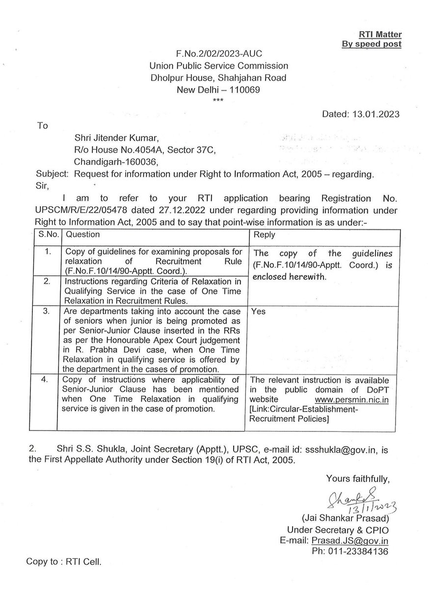 TaxAssistant2's tweet photo. @AICESTMOA_CBIC @PMOIndia @cbic_india @nsitharaman @nsitharamanoffc @DrJitendraSingh @DoPTGoI @DoptSecretary @mppchaudhary @officeofPCM @FinMinIndia @journo_jitendra @ashwinijourno As per UPSC RTI reply Sr Jr clause is applicable with OTR @cbic_india https://t.co/iGSZQnvCOu