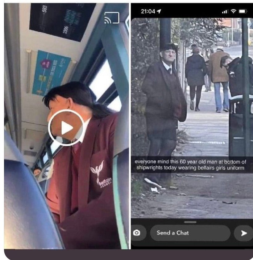 Nonce hanging around secondary school dressed up as a schoolgirl but <a href="/EssexPoliceUK/">Essex Police</a> warn public not to share photos of him as it ‘could have a detrimental personal impact’ on the poor old pervert.

echo-news.co.uk/news/23263206.…