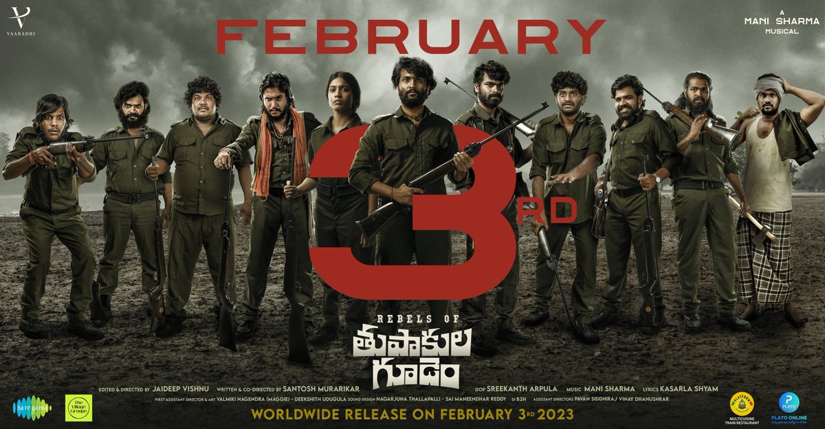 Rebels of Thupakulagudem releasing in India and WORLDWIDE on 3rd Feb 2023
To get a bigger release, we are coming just a week later than previously announced.
#rebelsofthupakulagudem #manisharma #thupakulagudem #vaaradhicreations #jaiyetrimakana #praveenkandela #shrikantrathod