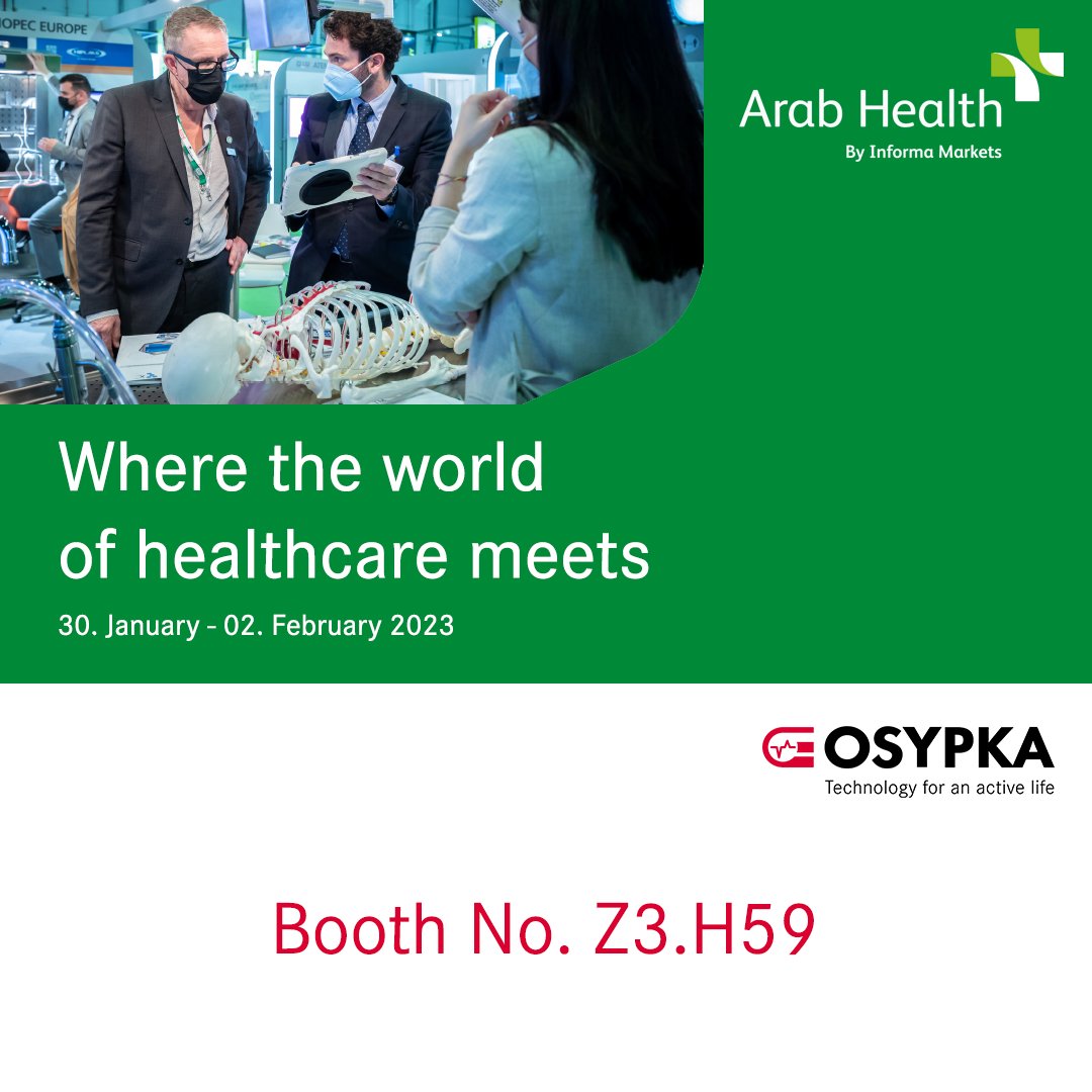 Visit us at Booth No. Z3 H59  at #ArabHealth
We would be pleased to see you!

30. January - 02. February 2023
Dubai World Trade Center
Dubai, United Arab Emirates