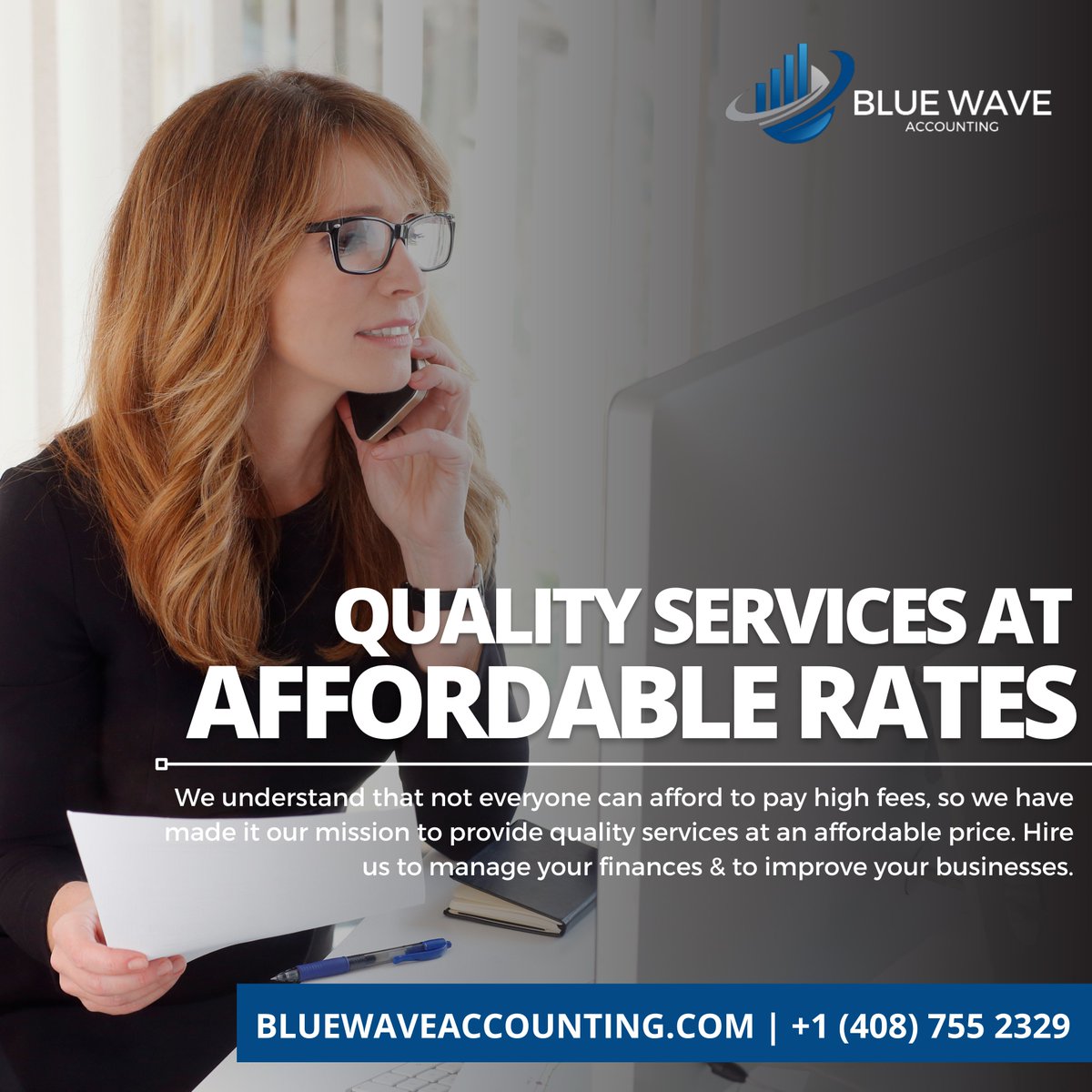 We understand that not everyone can afford to pay high fees, so we have made it our mission to provide quality services at an affordable price. 

For More Info:
🌐 bluewaveaccounting.com
📧 info@bluewaveaccounting.com
📱 +1 (408) 755 2329

#qualityservices #accounting