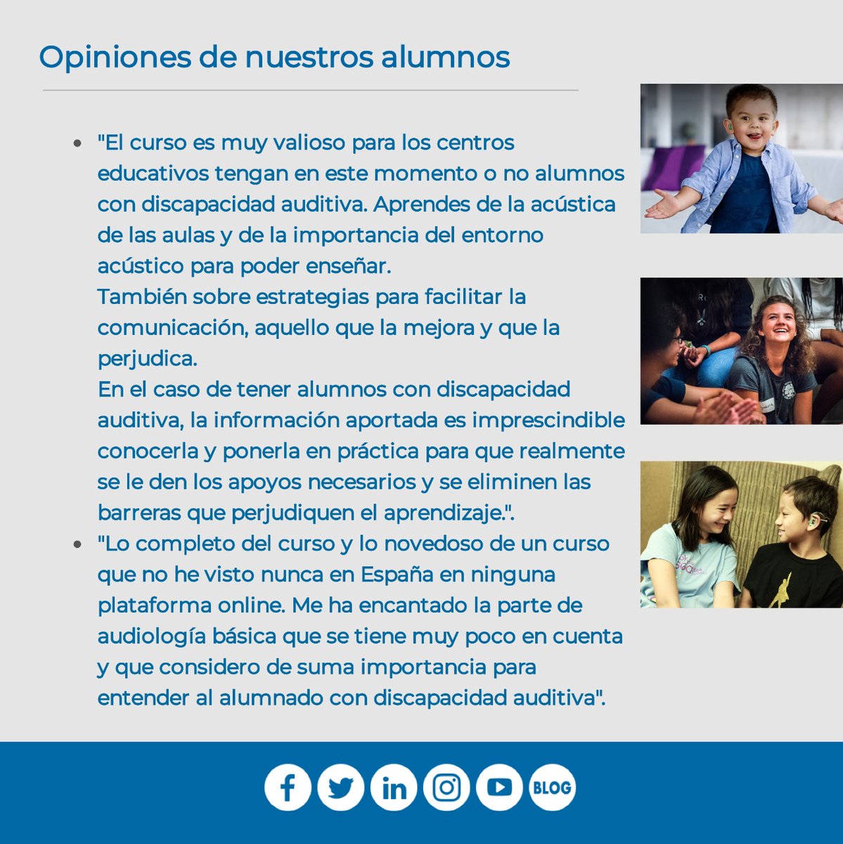 ¿Tiene un alumno con discapacidad auditiva y quiere que su clase sea el mejor entorno para su aprendizaje?
¡Tienes tiempo de inscribirte hasta el día 30 de enero! ¡Plazas limitadas! Para más información visita nuestra página web. bit.ly/2OGyFUJ