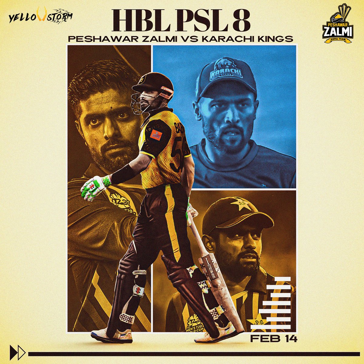 PeshawarZalmi's tweet photo. 14 Feb, 2023
PZ🆚KK

@babarazam258 returns to Karachi with the #YellowStorm ⚡

Love is in the Air💛

#ZKingdom #Zalmi #ZalmiDeluxe #HBLPSL8 https://t.co/oYo4fS3a50
