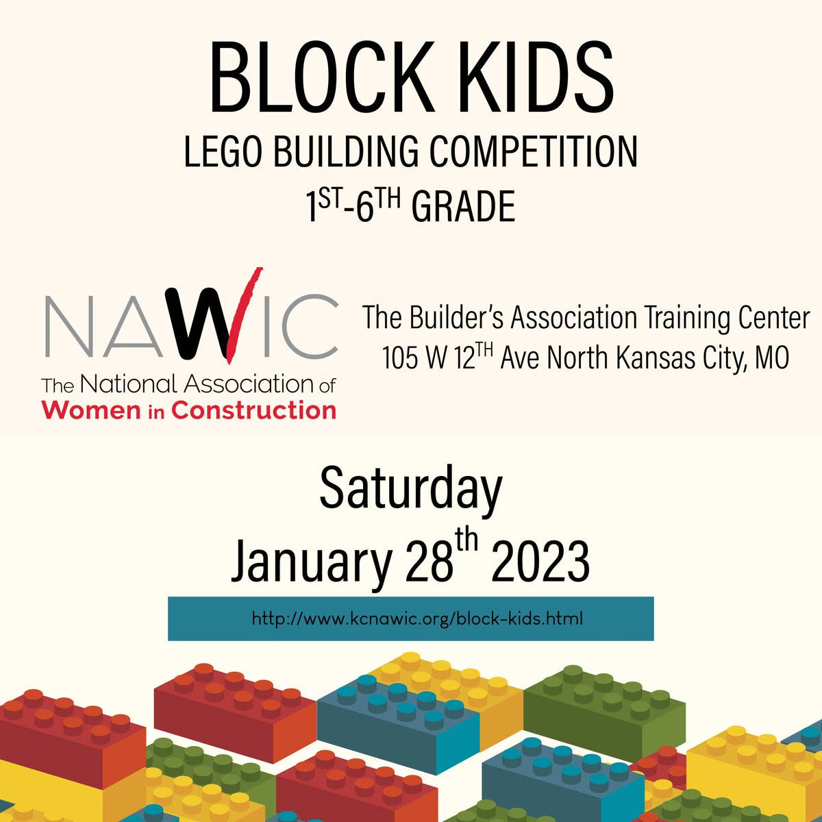NAWICKCMO's tweet photo. Please join us on Saturday, January 28th for our annual Block Kids Lego Building Competition. Register Here: https://t.co/vKqXVZLnFx #KCNAWIC #NAWIC #BlockKids https://t.co/qsB6PuQNIq