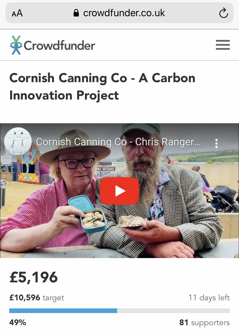 We’ve managed to raise £5,196 of £10,596 on crowdfunder.co.uk/p/cornishcanni… but only have 11 days left to reach the all or nothing target and buy final piece of equipment!
#cannedfood #tinnedfish #cornishshellfish #mylor #falmouth #cornwall 
@cornishcanning 
@falfisherycoop 
<a href="/MylorMarina/">Mylor Yacht Harbour</a>