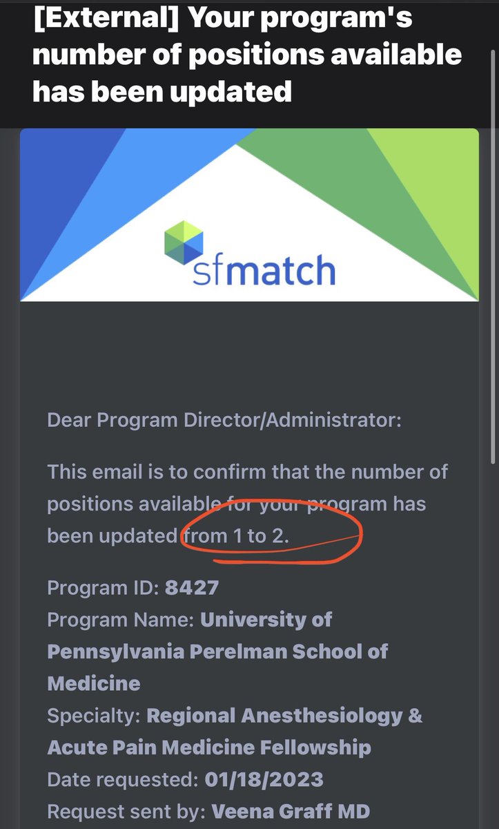 Veena Graff MD, FASRA (@veenagraffmd) on Twitter photo Attention!! ✳️✳️ @PennRaaps Fellowship will now have TWO positions for the 2024-2025 year via <a href="/SFMatch/">SF Match</a> 🎉🎊🙌 Come train with us where we perform upwards of 400 blocks/month and have a rigorous acute pain service! <a href="/dr_tgro/">Taras Grosh, MD🇺🇦🇦🇫🏳️🌈</a> <a href="/jochrochmd/">Jason Ochroch</a> <a href="/samir_thaker/">Samir Thaker</a> <a href="/antpebbles/">Deb Culley</a> <a href="/DrEKGordon/">Emily Gordon MD, MSEd</a> Attention!! ✳️✳️ @PennRaaps Fellowship will now have TWO positions for the 2024-2025 year via <a href="/SFMatch/">SF Match</a> 🎉🎊🙌 Come train with us where we perform upwards of 400 blocks/month and have a rigorous acute pain service! <a href="/dr_tgro/">Taras Grosh, MD🇺🇦🇦🇫🏳️🌈</a> <a href="/jochrochmd/">Jason Ochroch</a> <a href="/samir_thaker/">Samir Thaker</a> <a href="/antpebbles/">Deb Culley</a> <a href="/DrEKGordon/">Emily Gordon MD, MSEd</a>