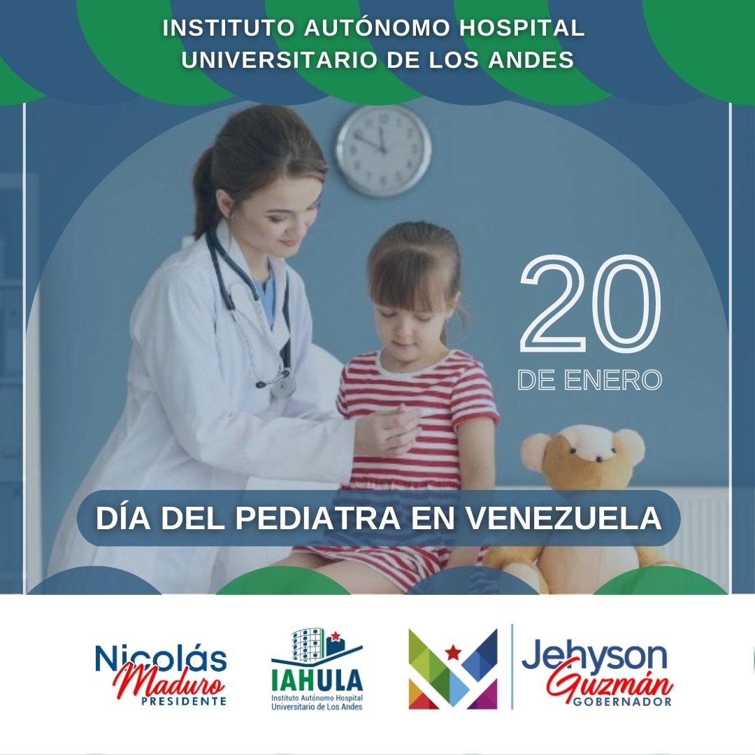 Desde el Instituto Autónomo Hospital Universitario de Los Andes felicitamos a todo nuestro valioso talento humano especializado en el área de Pediatría.

Gracias por su mística y entrega permanente en favor de los niñas y niños de todo el estado Mérida Venezuela.

Felicidades..