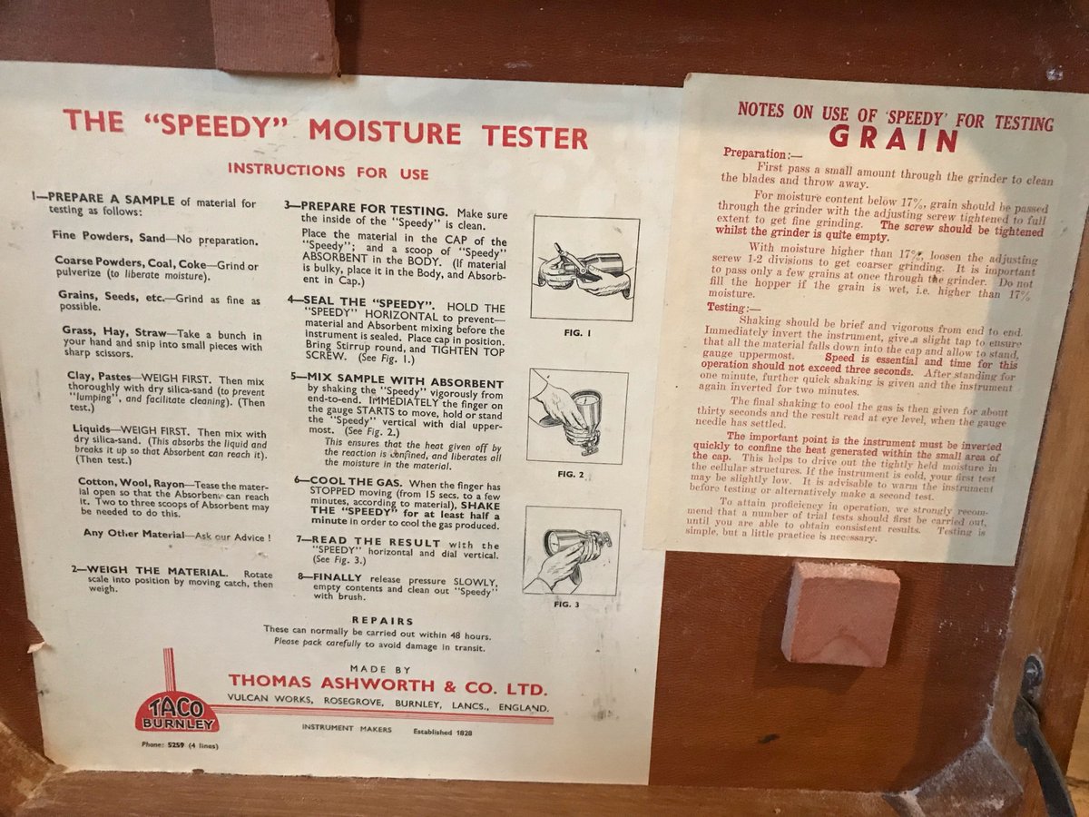 Cogglesford's tweet photo. We have a great collection of interesting objects at the mill &amp; one of our favourites is the Speedy Moisture Tester, dating back to the 1920's.

After reading the instructions carefully, we're still not convinced we know how to use it...
@Visit_Lincs  @heartoflincs #YourLocalMill https://t.co/bKkcHMWXM0
