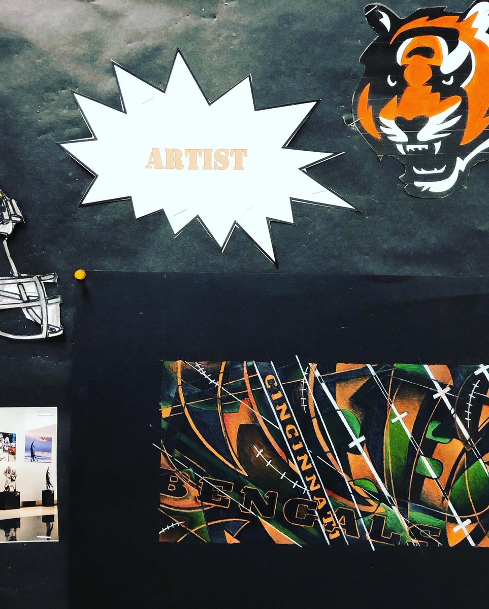 BES__Art's tweet photo. With our Bengals in the playoffs we are taking a deeper dive in the working world and looking at many different careers that pair art and sports :) Art is everywhere :) #art #inquire #create #inspire #artteacherlife #arteducation #bengals #cincinnati @Bengals https://t.co/3j9csUfYiN