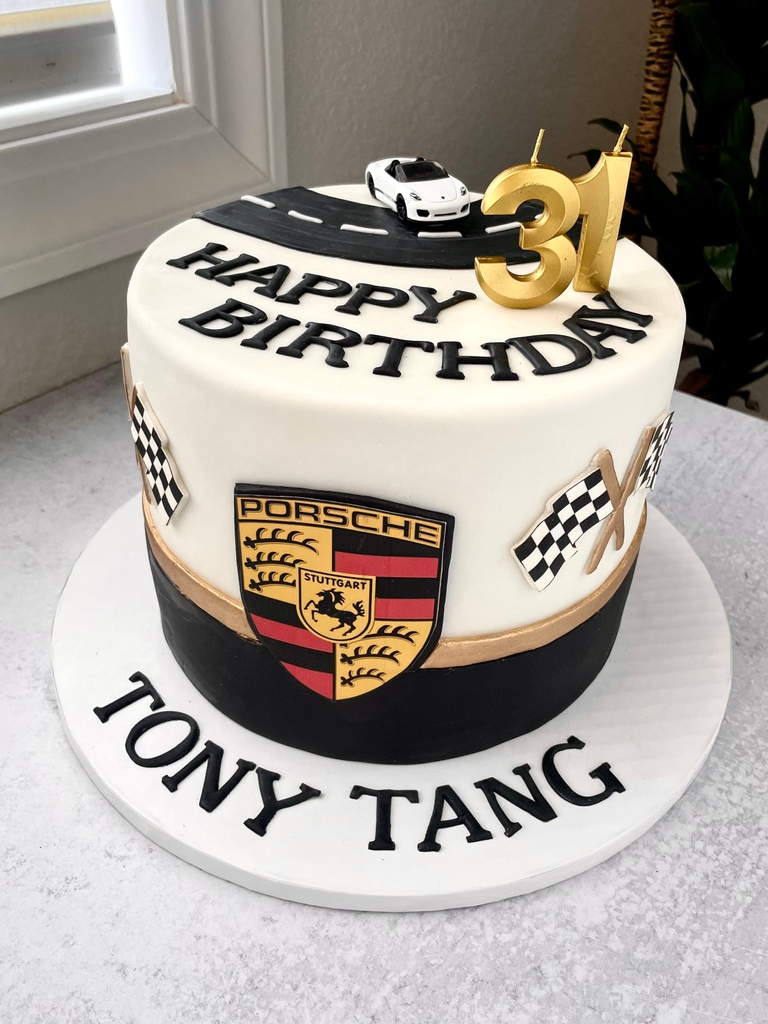 cvapodaca's tweet photo. Racing into Friday with a Porsche cake 🏎️ 
Happy Birthday Tony Tang 🎊
#porschecake #racecake #cakecouturefondant https://t.co/wzBzrcQlty
