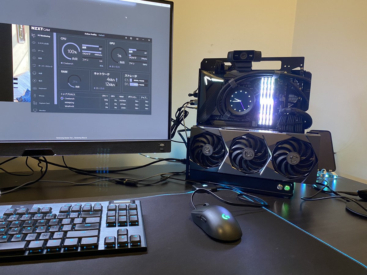 Ruriko24go's tweet photo. 6ヶ月放置してたアリエクで買ったアルミオープンフレーム組み上げた。

ATXマザボ、ATX電源OKなのにめちゃコンパクトで⭕️

10900K x 3080Ti x Z53
R23 multi 15556
FF15 1080p高品質　16495

#お前らのpcデスク周り晒していけ 
#お前らのPCスペック晒していけ https://t.co/v8NXVbH2px