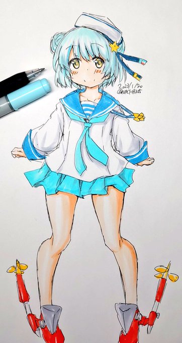 「blue hair miniskirt」 illustration images(Latest)｜21pages