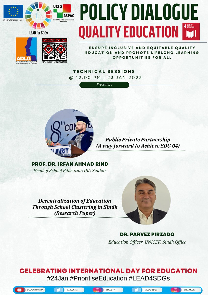 LEAD4SDGs's tweet photo. ๐ท๐๐๐๐๐ ๐ซ๐๐๐๐๐๐๐ ๐๐ ๐บ๐ซ๐ฎ4 Quality Education๐๐ฅ
We welcome our onboard academics for technical sessions.
โก๏ธProf. Dr. Irfan A. Rind & @PPirzado
#lead4sdgs #PrioritiseEducation #InternationalDayofEducation2023
@MinisterEduGoS https://t.co/RN23TtB6bp