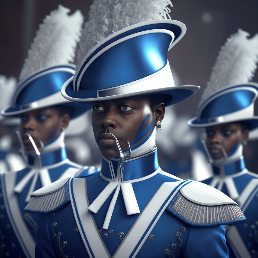 EmmoLei Sankofa (@emmolei) on Twitter photo #12 The Hampton University Marching Force 3072 AD
MY ALMA MATER! AHOY ⚓️🏴☠️💙 <a href="/hu_bands/">Hampton Univ. Bands</a>
Step into the FUTURE.
HBCU Marching Band #midjourneyai series. #12 The Hampton University Marching Force 3072 AD
MY ALMA MATER! AHOY ⚓️🏴☠️💙 <a href="/hu_bands/">Hampton Univ. Bands</a>
Step into the FUTURE.
HBCU Marching Band #midjourneyai series.