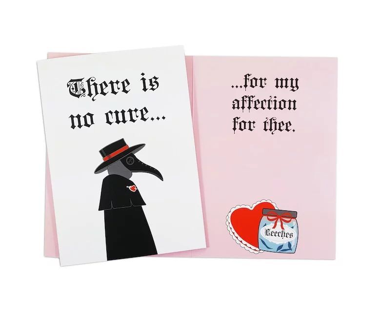 FireboltSews's tweet photo. Restocked ❤ Ready to ship. Plague Doctor Valentine's Day Card. Order one for your loved one at Firebolt Creations on Etsy! https://t.co/Snuzu8r6Le https://t.co/4kqtjOY8ye