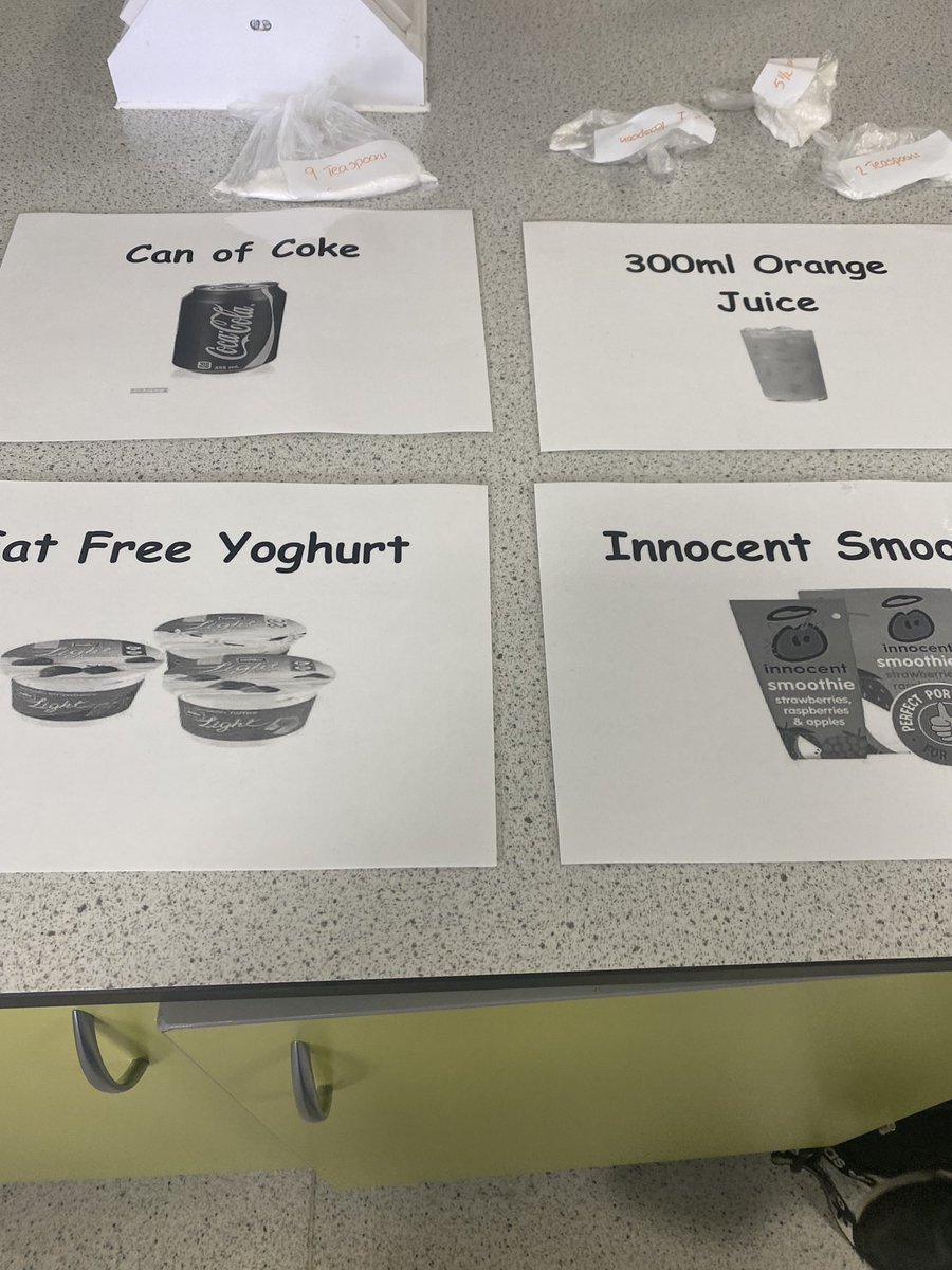 stambrosehomeec's tweet photo. S3 HFT @stambrosehomeec learning about #scottishdietarygoals and working out how much sugar is in the different foods. #eatlesssugar #dietarydiseases #healthyeating https://t.co/amSncp7IgA