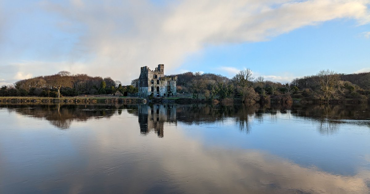 Beautiful morning walk along the Corrib today. Menlo Castle in all its reflected glory #thisisgalway #visitgalway