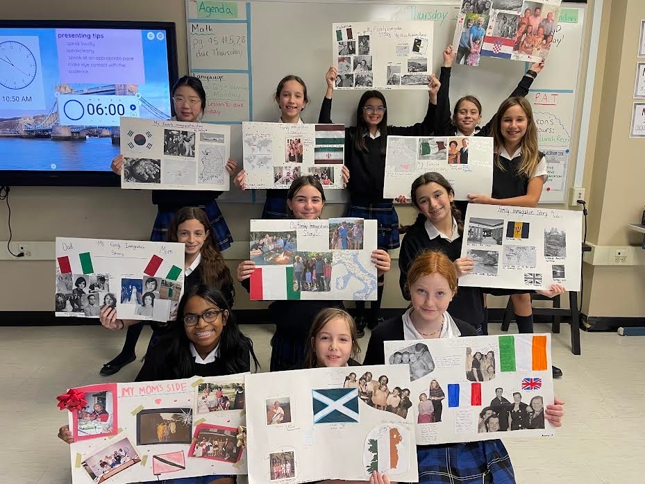 Our #HNMCS Grade 6s just completed their Family Immigration Story in Social Studies. They put together family photos, symbols and artifacts on their bristol board and presented to the class the story of how/why their family came to Canada!