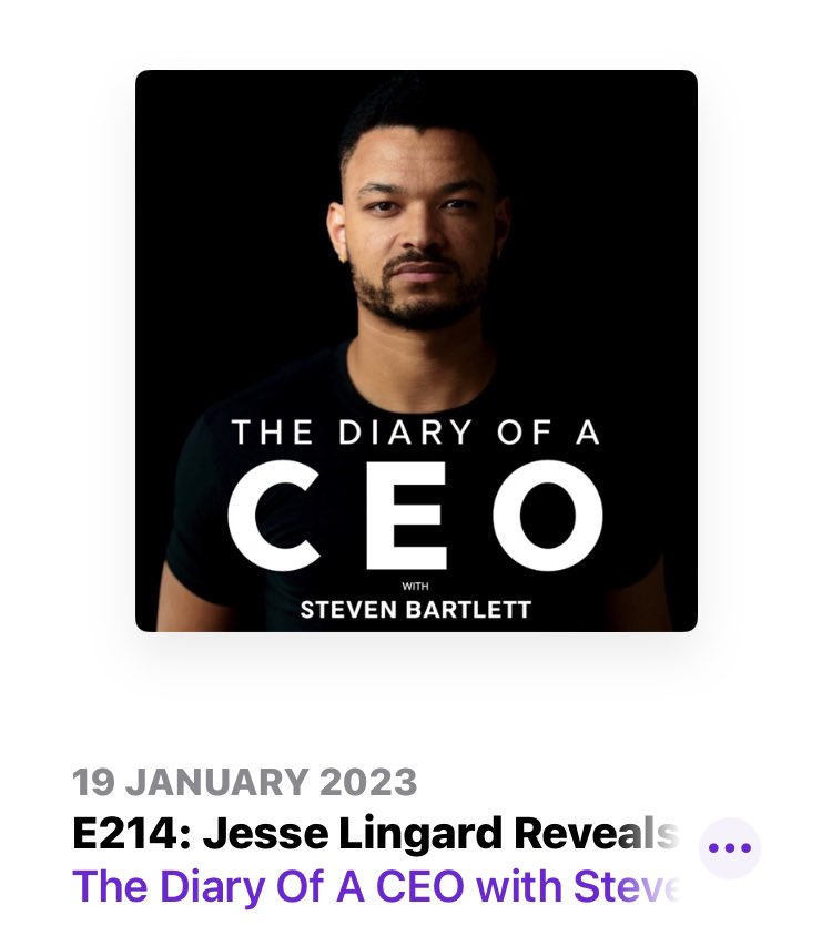 I’ve just listened to the pod cast - @SteveBartlettSC Diary of a CEO to he interview with @JesseLingard - A great listen -Jesse Lingard is a brave compassionate caring person. I’m glad he’s part of the #NFFC family 🙏👏❤️