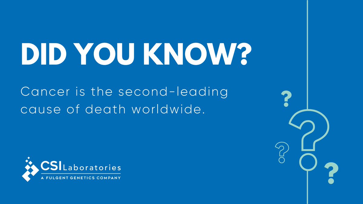 FulgentOncology's tweet image. Did you know that cancer is the second-leading cause of death worldwide? Getting screening tests early can help to detect and prevent cancer when treatment is likely to work best. Contact CSI today to meet your cancer testing needs: bit.ly/3FBR100

#CSILaboratories