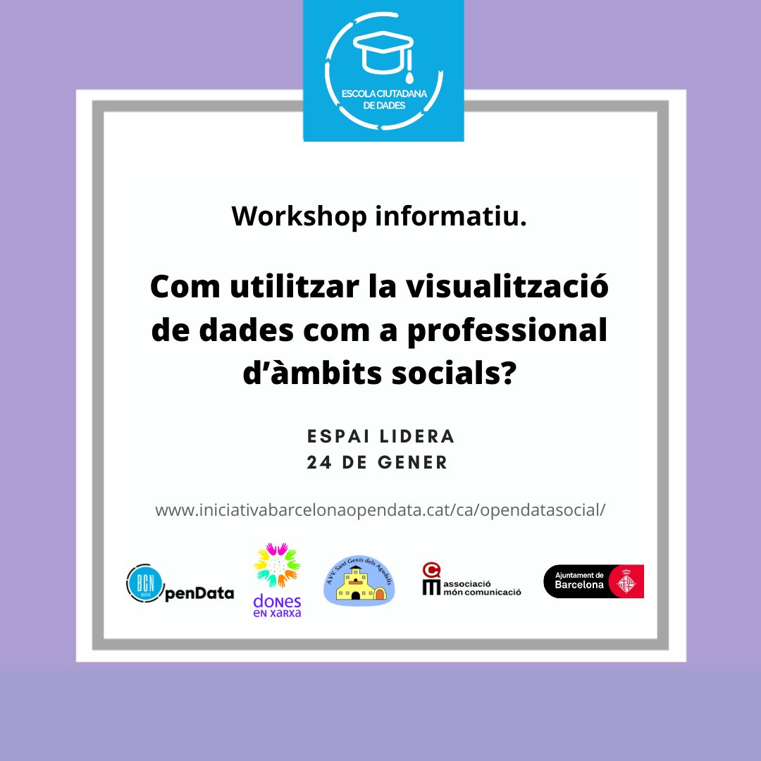 OpenDataTGN's tweet image. 💪📚 #Workshop de @iopendatabcn Com utilitzar la visualització de dades com a professional d&apos;àmbits social? #FormacioDadesXDones Tens ganes de continuar formant-te aquest 2023? Vine el pròxim 24/01 inscripcions aquí! 👉 bit.ly/opendatasocial…