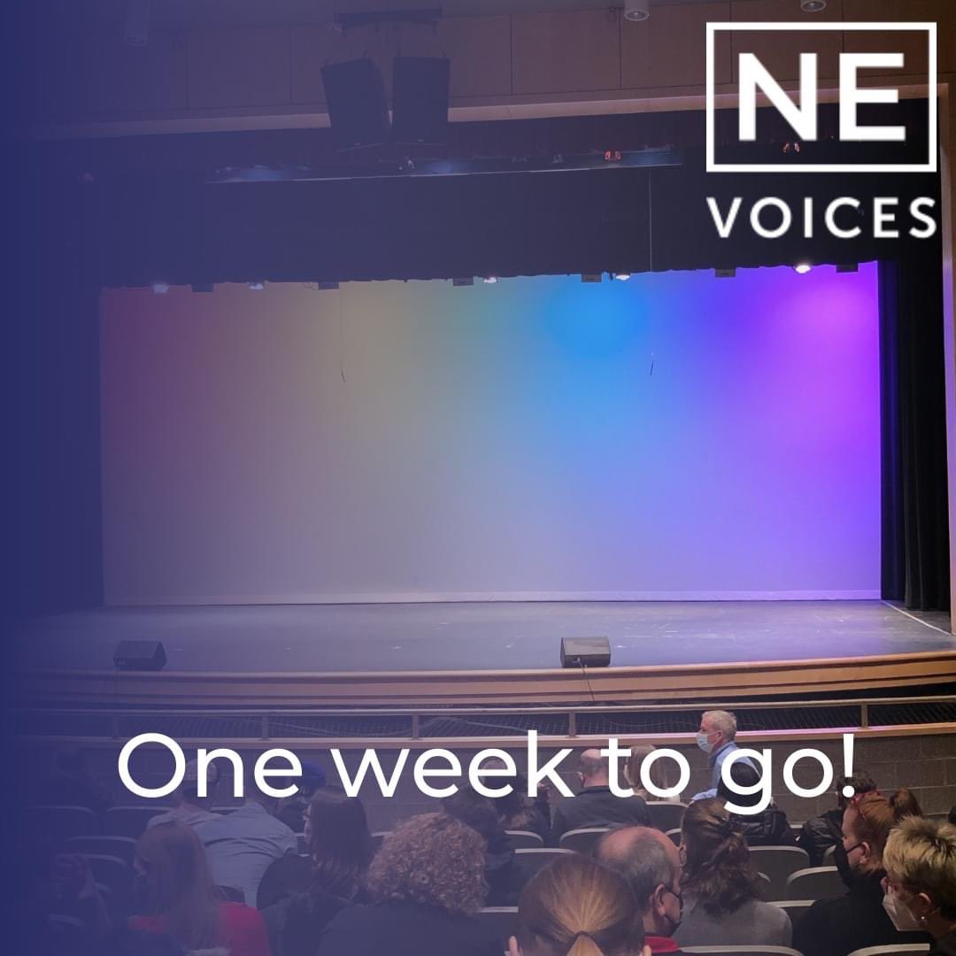 We are just ONE week away from this year's NE Voices festival! It's your last chance to register as a group or individual, and to buy tickets for the Friday and Saturday night concerts! Head to ne-voices.com now before it's too late!