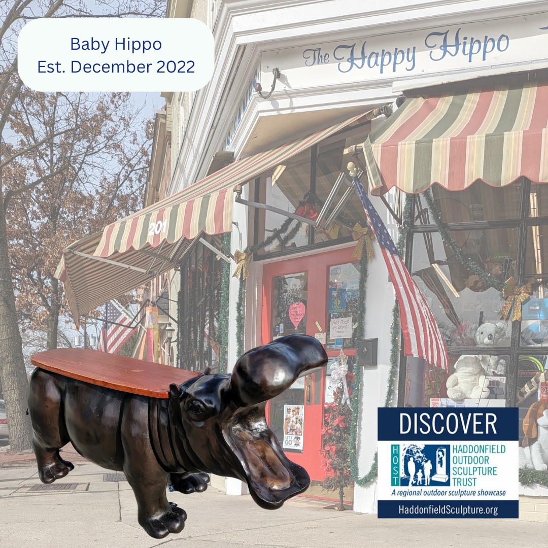 host08033's tweet image. 🦛Bronze Baby Hippo was seen by an Evergreen Avenue resident escaping from the Children's Sculpture Zoo and walking down Kings Highway.🦛 

When reaching the center of town, he came to a halt in front of the Happy Hippo Toy Store and decided he had found his new home!