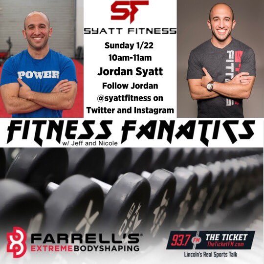 Jeff Essink (@jebigred) on Twitter photo We are super excited to be joined by <a href="/SyattFitness/">Jordan Syatt</a> on Fitness Fanatics this Sunday from 10am-11am on <a href="/937TheTicket/">93.7 The Ticket</a>. This will be a must listen to show. Set the alarm 🥳🥳 We are super excited to be joined by <a href="/SyattFitness/">Jordan Syatt</a> on Fitness Fanatics this Sunday from 10am-11am on <a href="/937TheTicket/">93.7 The Ticket</a>. This will be a must listen to show. Set the alarm 🥳🥳