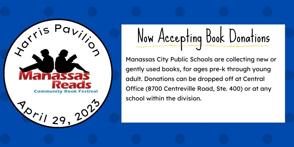 mymcpsva's tweet photo. Manassas Reads is approaching! In an effort to promote reading in the community, the hope is that all who attend the event can leave with 10 free books. Help us reach our goal by donating gently used or new books for ages preK through young adult. @CityofManassas @PrinceWmLibrary https://t.co/DD1STtecVd