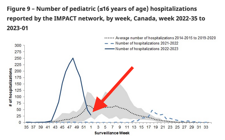 Influenza in Canada is in sharp decline and is "now below expected pre-pandemic levels".

Influenza-related hospitalizations for those <16 yrs are also way down.

This was almost exclusively Influenza A. Will we see  Influenza B in the near future?
