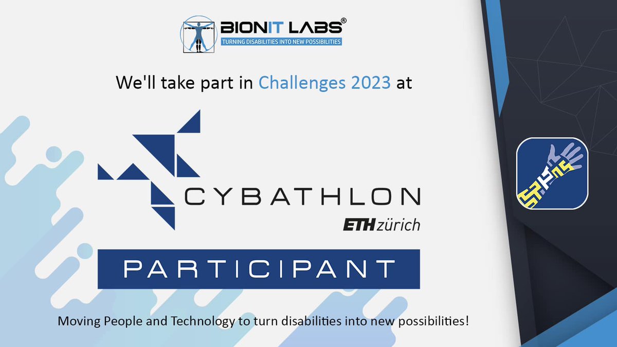 BionITLabs's tweet photo. 🦾🏅#BionITLabs at @cybathlon 2023 an #ETH #Zurich platform to advance #research in the field of #assistivetechnology suitable for everyday use for #people with #disability 🩼🦾🦿.
🎯The competition will be at the end of March!
#StayTuned and start #cheering ! #BionicRevolution https://t.co/NTLbaxfCtB