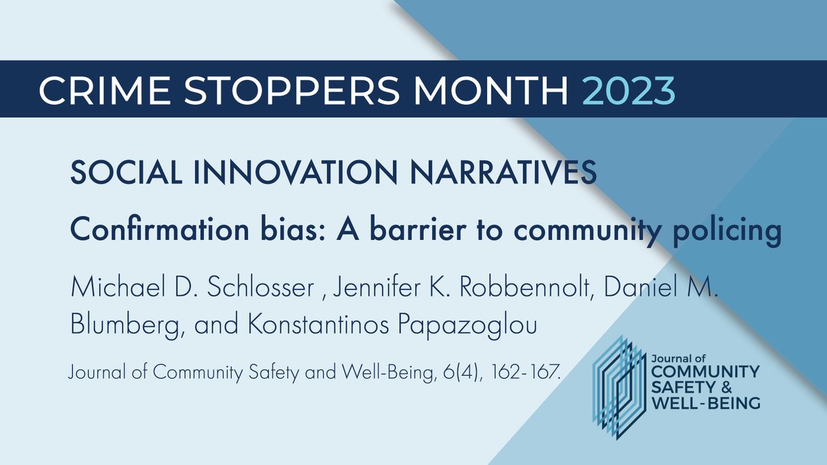 JournalCSWB's tweet photo. January is #CSMonth2023:#StandUpStandTogether. Today we invite you to read this research from our archives that deals with #ConfirmationBias in #community #policing https://t.co/kQL7rsIQce https://t.co/kYBE4LvdUo