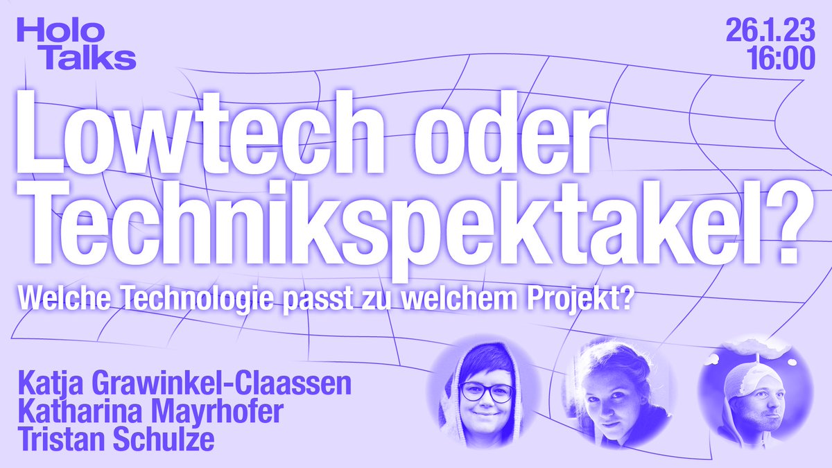 Los geht's am 26.1. um 16 Uhr mit Input von <a href="/kgrawi/">K. Grawinkel</a> (<a href="/FFTDuesseldorf/">FFT Düsseldorf</a>), Katharina Mayrhofer (Schauburg München) und Künstler #TristanSchulze zur Frage: Welche Technologie passt zu welchem Projekt? Schaltet ein &amp; diskutiert mit: kulturstiftung-des-bundes.de/HoloTalks #HoloTalks #ProgrammDiveIn