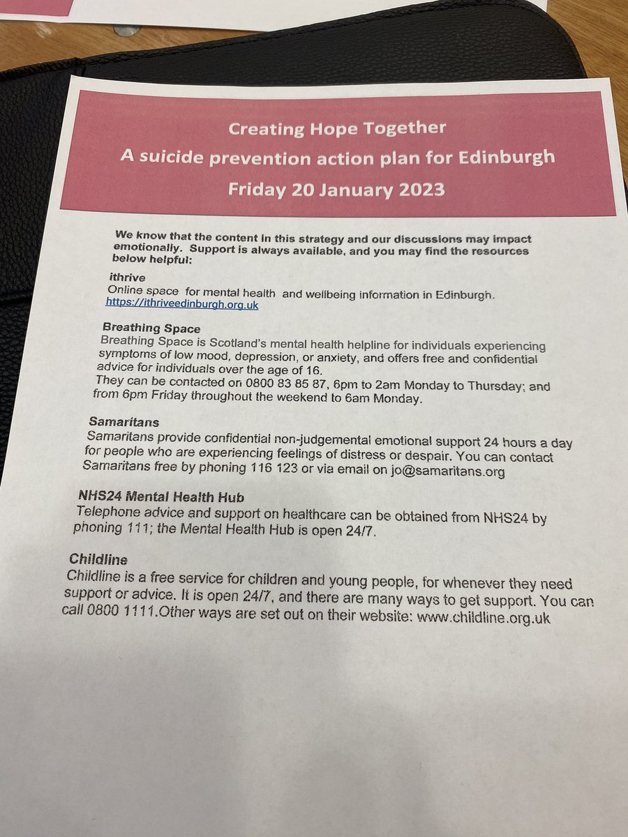 A really good idea at the #CreatingHopeTogether event and a reminder that just because you work in #SuicidePrevention or are keen to be involved in discussions, it doesn’t mean that it’s a topic that doesn’t have an emotional impact. @EdinburghThrive