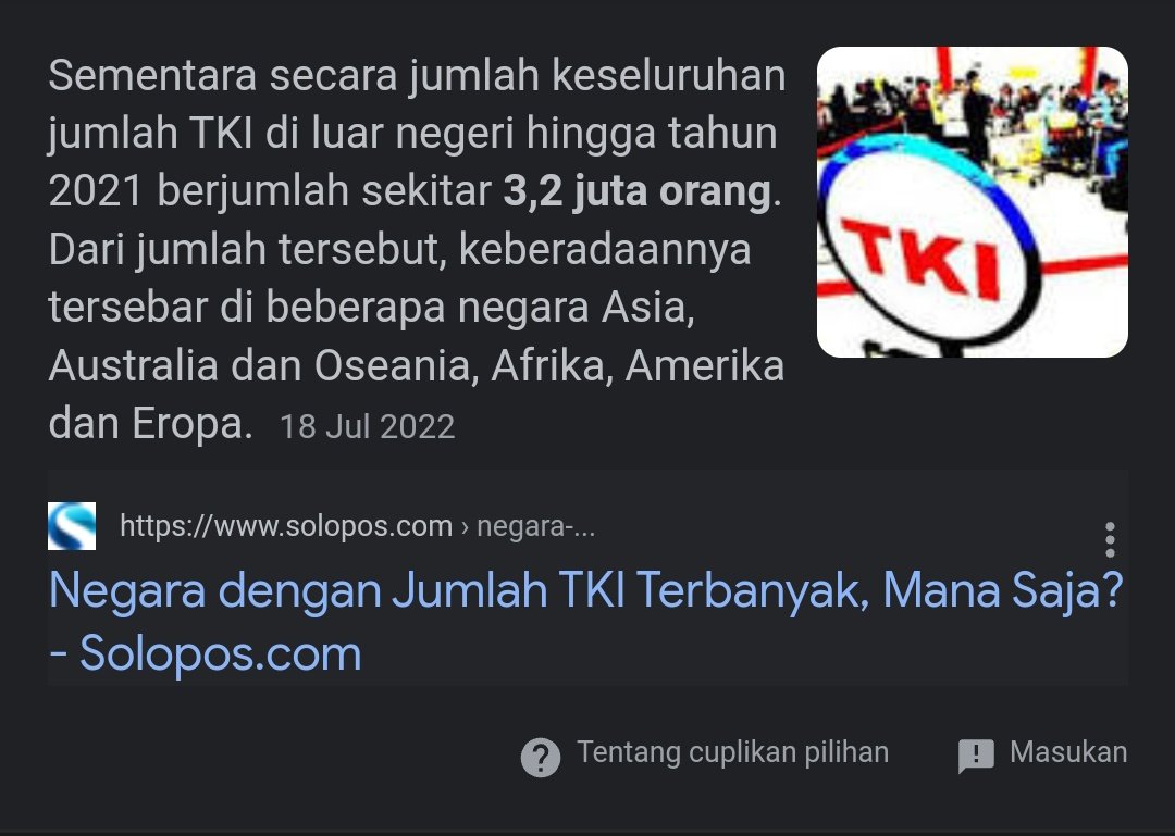 StefanAntonio__'s tweet photo. @bachrum_achmadi .
.
Lu pernah tau jumlah TKI kita yang tersebar di seluruh penjuru Dunia ?!! 3.2 JUTA TKI ini data 2021

Lu tau jumlah TKA China di sini ?!! 42 RIBU TKA ini data 2022

Trus Lu pernah ngomong ga istilah "Invasi Indonesia ?!!"

Klao nge bacod tuh pake perbandingan data dulu !!!
.
. https://t.co/hi7WEwqsC6