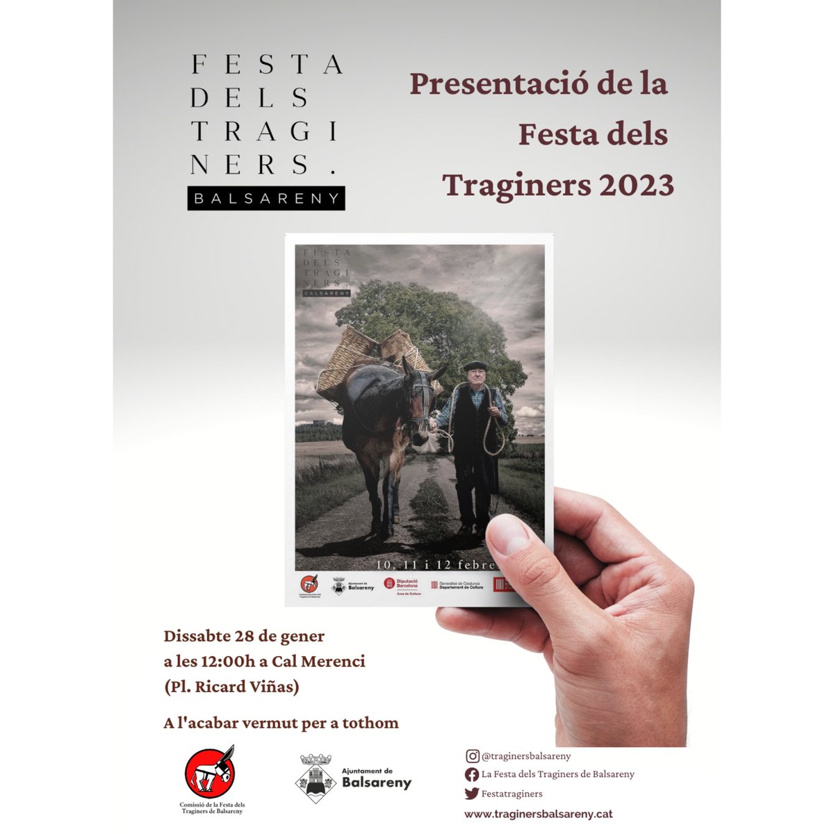 FestaTraginers's tweet photo. Us esperem dissabte 28 a les 12h a Cal Merenci.
Podrem repassar i explicar-vos els actes d'enguany i al finalitzar hi haurà vermut per tots/es les assistents!
#traginers23 #traginers #Balsareny https://t.co/V0EFOE8JJx