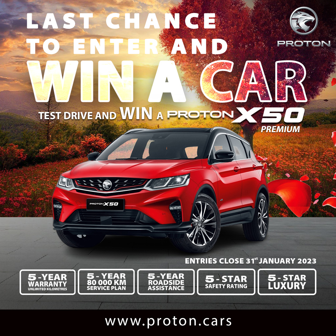 jacarandafm's tweet photo. It's your last chance to enter our #BeMyProton competition and 𝘄𝗶𝗻 𝗮 𝗯𝗿𝗮𝗻𝗱 𝗻𝗲𝘄 𝗣𝗥𝗢𝗧𝗢𝗡 𝗫𝟱𝟬 𝗳𝗼𝗿 𝗩𝗮𝗹𝗲𝗻𝘁𝗶𝗻𝗲𝘀 𝗗𝗮𝘆 𝟮𝟬𝟮𝟯! Competition closes 31 January 2023.
Visit https://t.co/4h6l6bOBgJ to book your test drive!
#protonsa #protoncars #hiproton https://t.co/LVJxqBHKoG