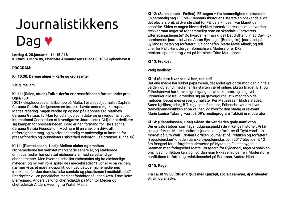 ehamsch's tweet photo. Er du medlem af Dansk Journalistforbund og en sucker for alt, der handler om journalistik? Så kom til Journalistikkens Dag 28/1. https://t.co/jvG6DytGij