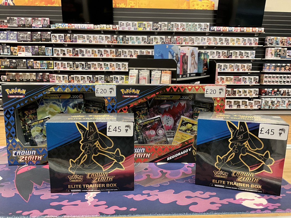 Pokemon TCG Crown Zenith launches today! We’ve got the Elite Trainer Box and the Regieleki and Regidrago V boxes in store now.

#PokemonTCG #CrownZenith #tcg