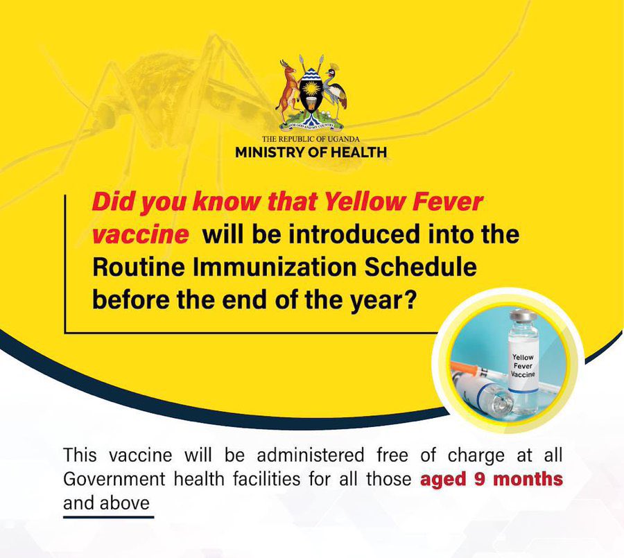 Rita_Arinaitwe's tweet photo. Donโt let yellow fever ruin your travel plans. Protect yourself and others by getting vaccinated.
#NVIntroductionUG #VaccinesWork https://t.co/NGNlgkTYaP