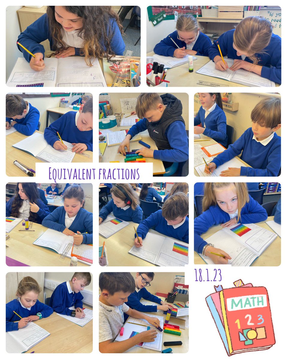 Highgateacademy's tweet photo. Some super fractions learning in Attenborough Class this week. We can identify equivalent fractions, add & subtract, multiply & divide and convert mixed to improper (and vice versa)! #amazingmathematicians https://t.co/saXrgki443