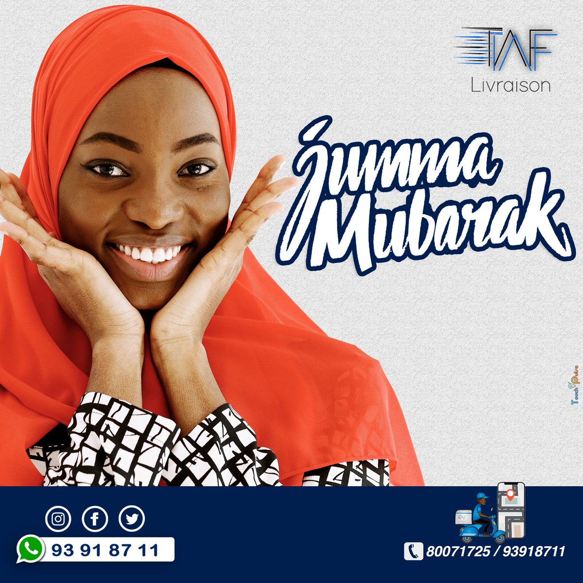 #JummahMoubarak 🕌

TafTaf Livraison vous souhaite une excellente prière de Jummah 🕌.

Contactez nous directement sur WhatsApp au lien wa.link/ctv7nn ou appelez le 800711725.

#LIVRAISONEXPRESS