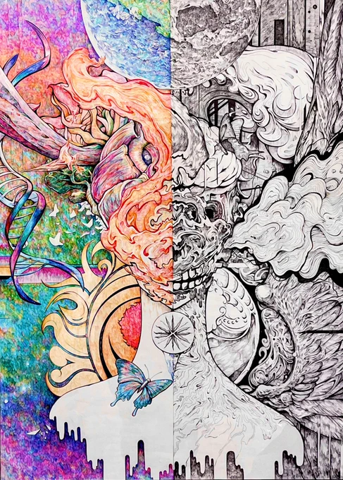 「存生」ボールペン、画用紙A0サイズ(118.9×84.1cm)約3ヶ月 