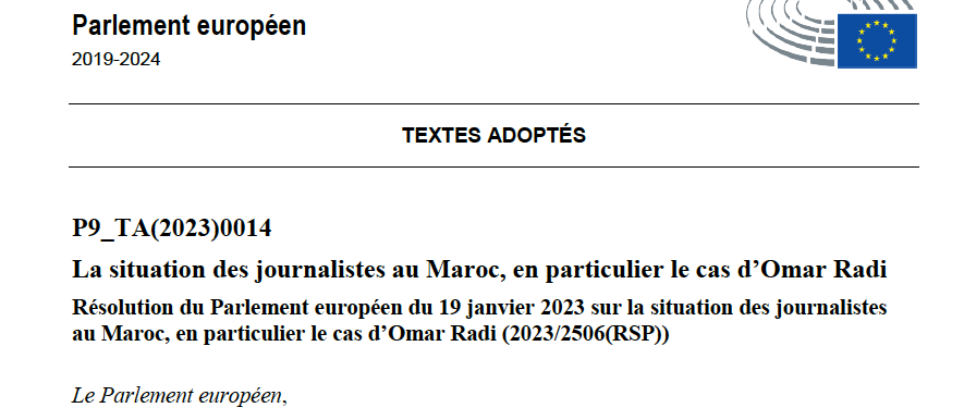 Voici le texte de la résolution du Parlement européen sur "la situation des journalistes au #Maroc, en particulier le cas d'Omar Radi". Un document accablant pour ce Royaume où le droit à l'information est bafoué et la justice instrumentalisée. 
europarl.europa.eu/doceo/document…