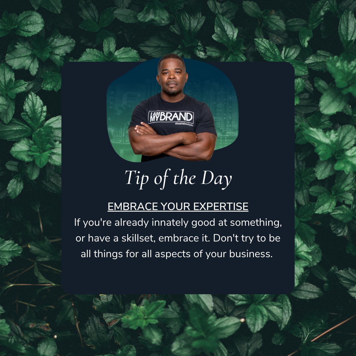 iamshawnbrooks's tweet photo. My tip for you...

Embrace Your Expertise
If you're already innately good at something, or have a skillset, embrace it. Don't try to be all things for all aspects of your business. 

Please forward this tip to someone who needs to hear this ❤️ https://t.co/rU50OJ007k