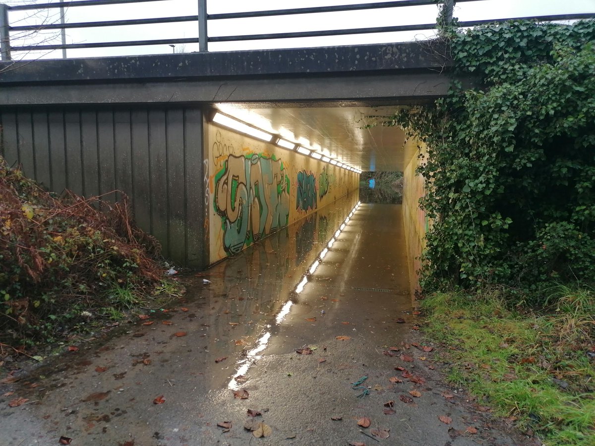 CG_Armstrong's tweet photo. @SarahJanePotts2 Yep, this tunnel is a nightmare. There is no alternative route for my cycling commute, so I have to dangerously cross the 50mph dual carriage. I made the mistake of trying to cycle through once... replacement shoes and socks were required 😕 https://t.co/8h0lpoViZz