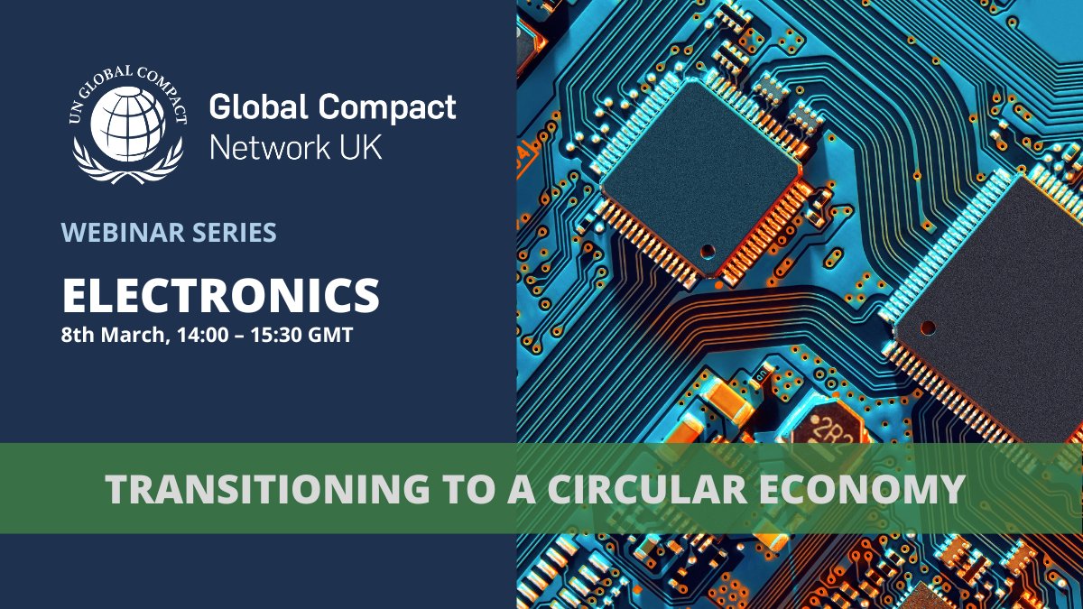The third session in our six-part ‘Transitioning to a Circular Economy’ webinar series will highlight practical ways companies can incorporate #CircularEconomy principles into #Electronics value chains. 🔌 

➡️Register for free here: bit.ly/3By0RRd