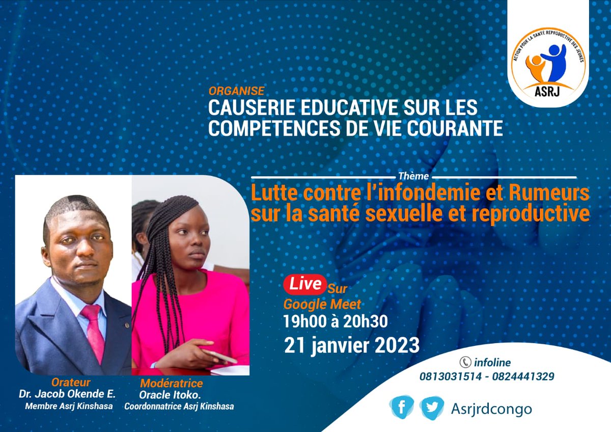 VictoireCubaka's tweet photo. #ASRJ_CVC: l'infodemie croissante sur le net empêche l'accès aux services SSR. Comment analyser et critiquer une information reçue des réseaux sociaux ? Quel est le rôle des paires éducateurs dans cette lutte ? #Esprit_Critique #Fact_Cheking Joignez-nous le samedi sur Google Meet https://t.co/Er9ekW2DRZ